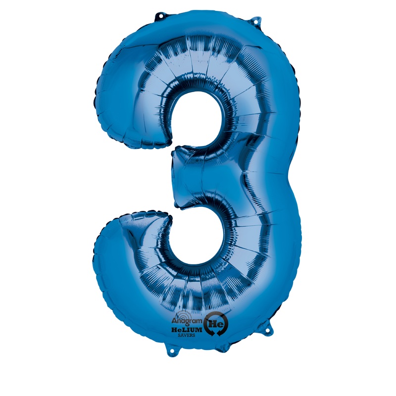 Number balloon 3 blue 88cm