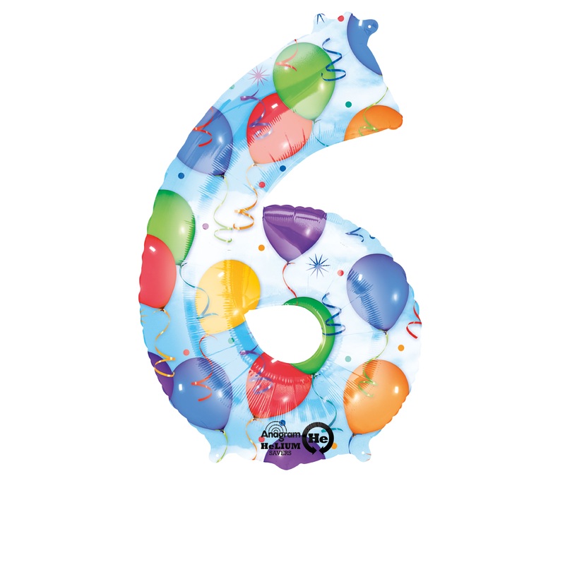 Number balloon 6 motley 88cm
