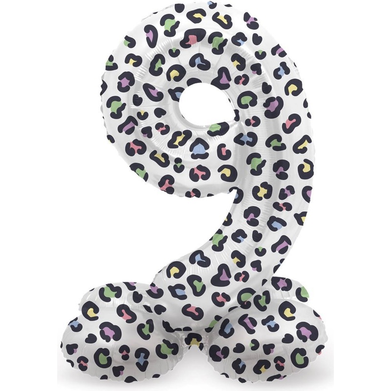 Standing Number 9 Balloon Leopard 41cm
