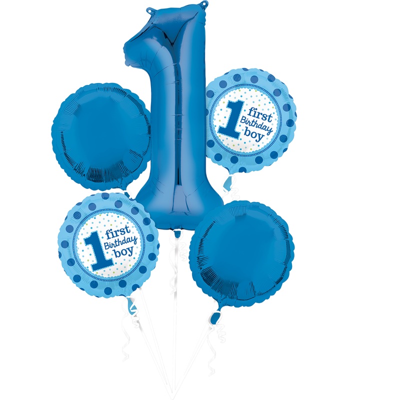 5 foil balloons First Birthday Boy