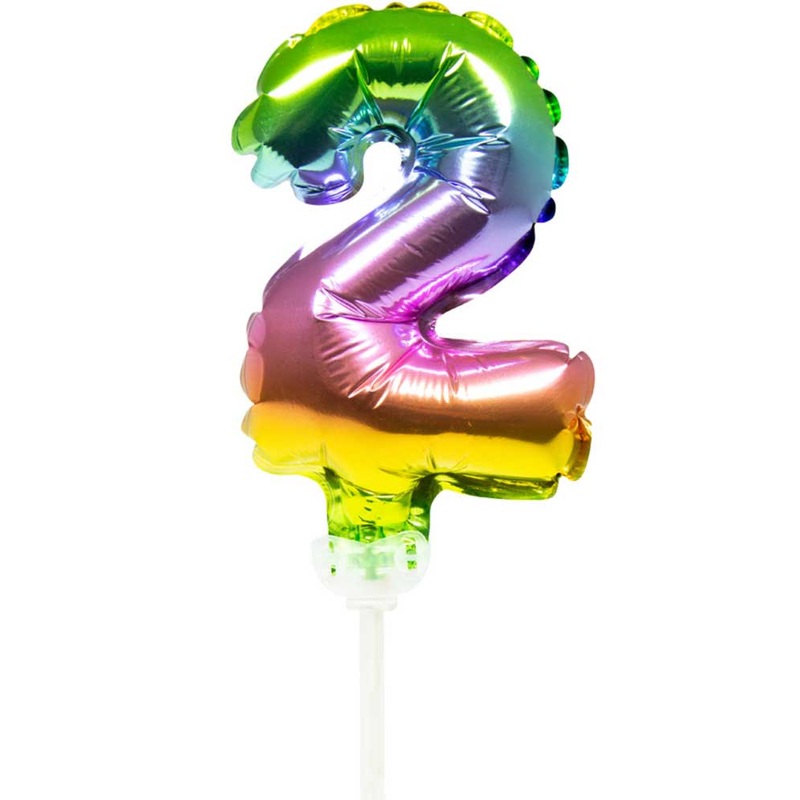 Rainbow cake decoration balloon number 2