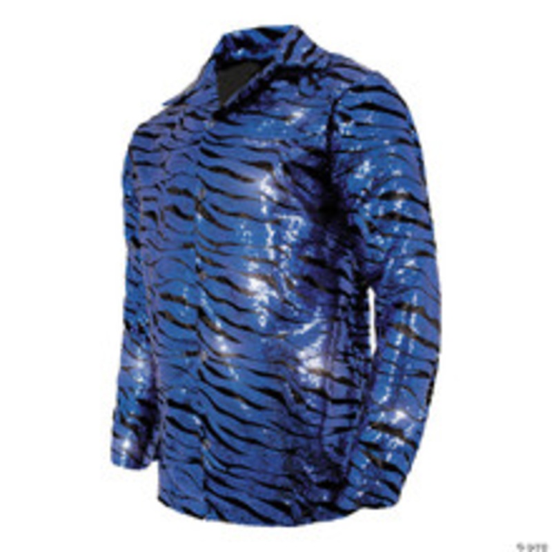 Adult Blue Sequin Tiger Shirt – XXL