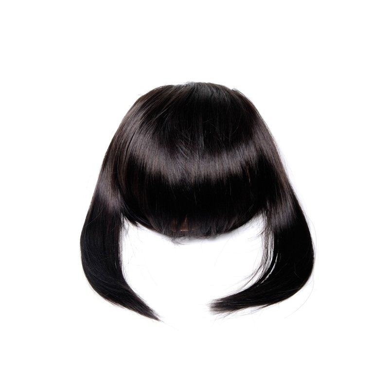 Hair Piece Clip in Bangs Fringe long framing strands dark brown TYL3061-4