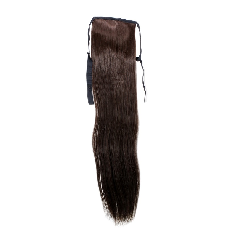 Hairpiece slim Ponytail Pigtail Earth Brown Straight Band + Clip Fastening YZF-TS18-6