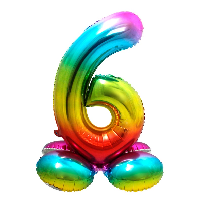 Number 6 rainbow airwalker balloon 72cm