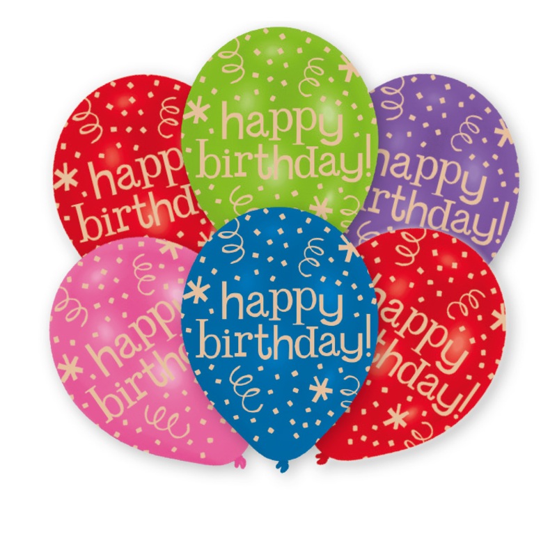 Set of 6 balloons Happy Birthday 27.5cm