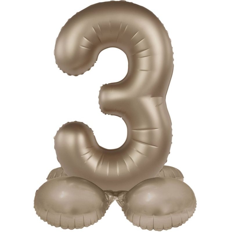 Standing foil balloon number 3 Starlight Gold 72cm