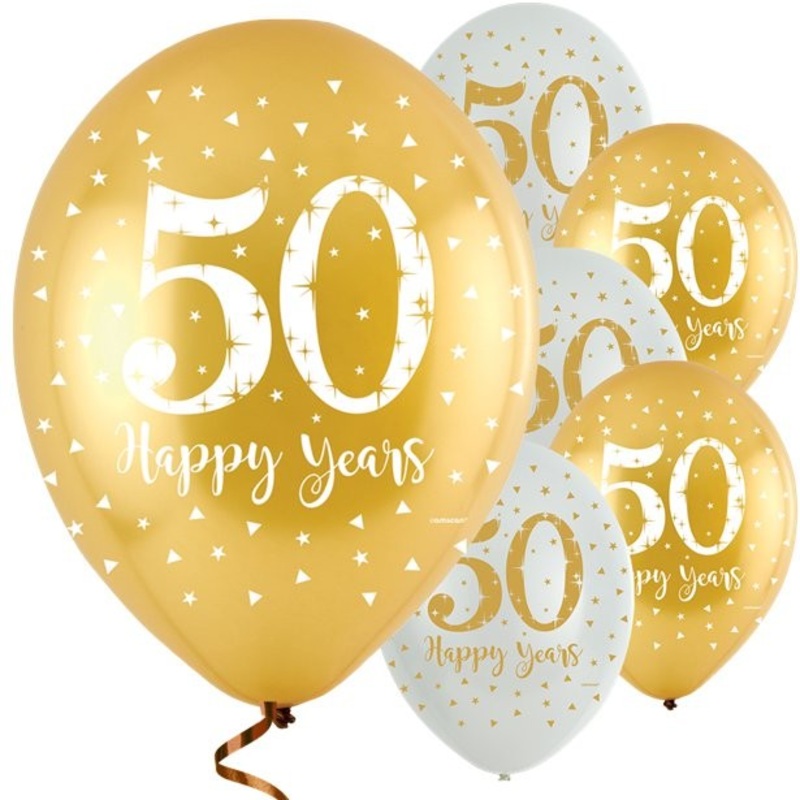 6 latex balloons 50 Happy Years 28cm