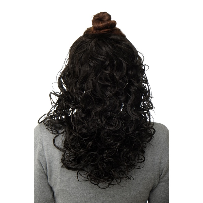 Hairpiece 7 Clips Hair Extension Half Wig Curls Dark Brown H9312-3