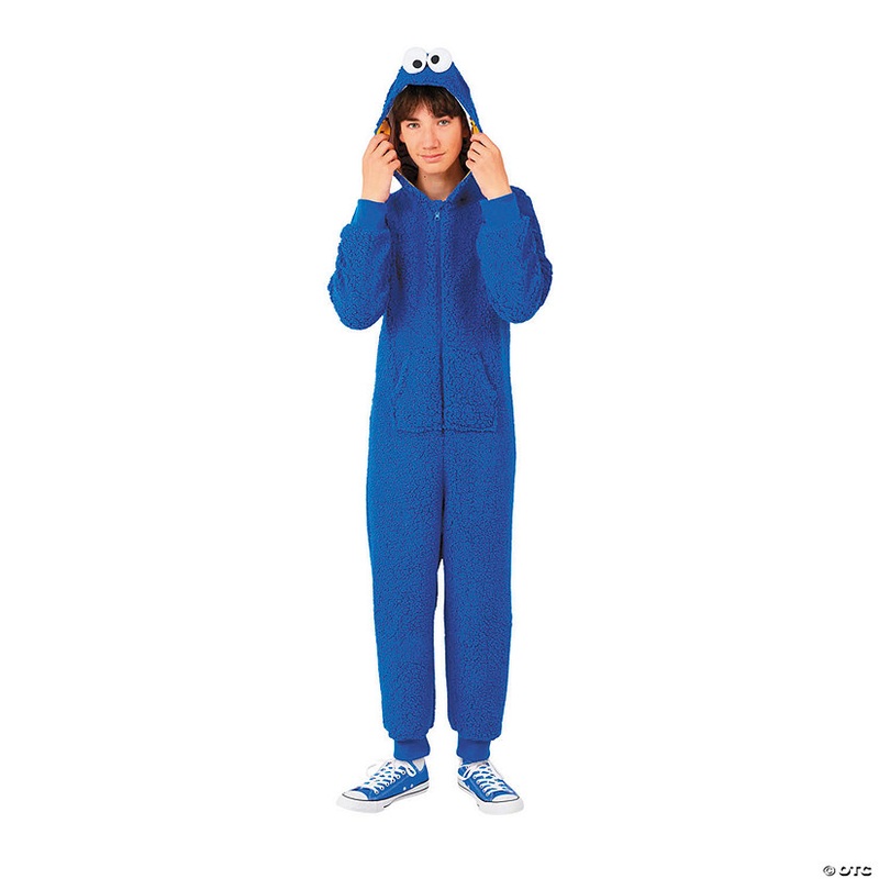 Kids Sesame Street Cookie Monster Hooded Onesie Costume