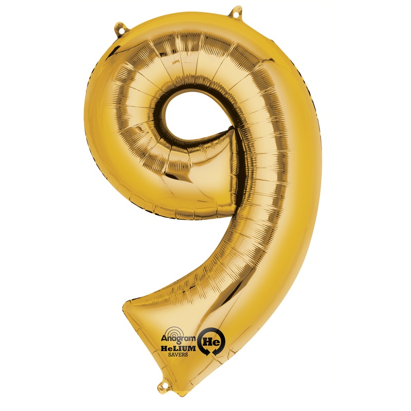 Number balloon 9 gold 86cm