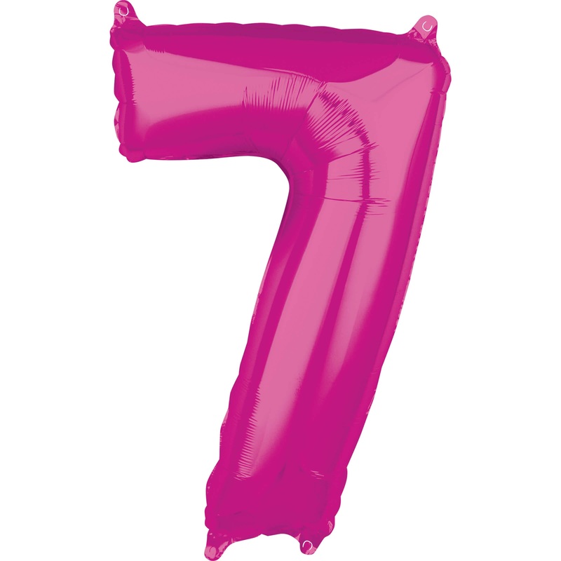 Pink number 7 foil balloon 66cm