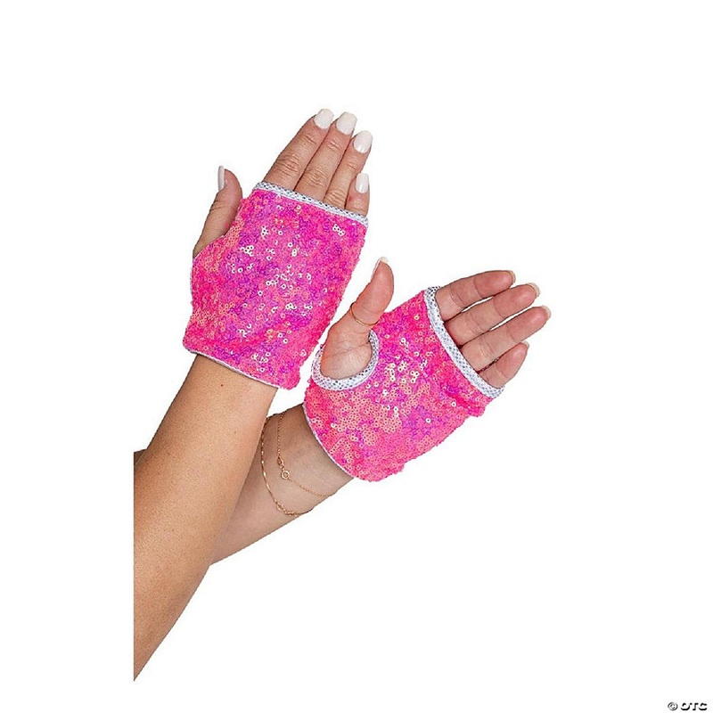 Roma Costume 6042-HP-O-S Open Finger Sequin Gloves – Hot Pink, One Size