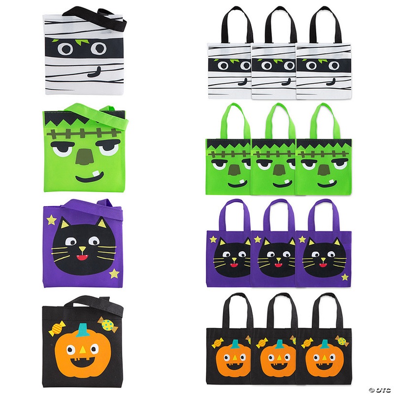 6 x 6 Mini Nonwoven Ghoul Gang Tote Bags – 12 Pc.