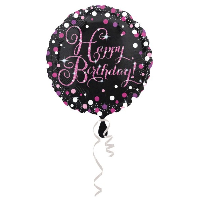 8 Pink Happy Birthday foil balloon 43cm