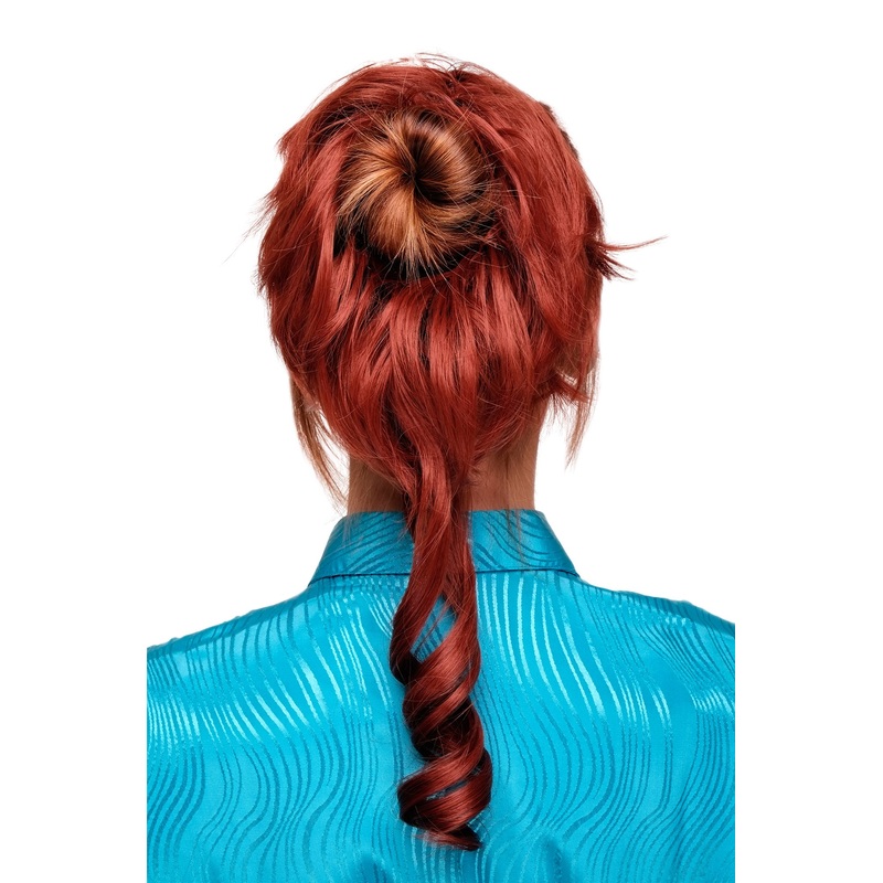 Hair Piece baroque voluminous wild curled scrunchy comb dark red YZF-3072HT