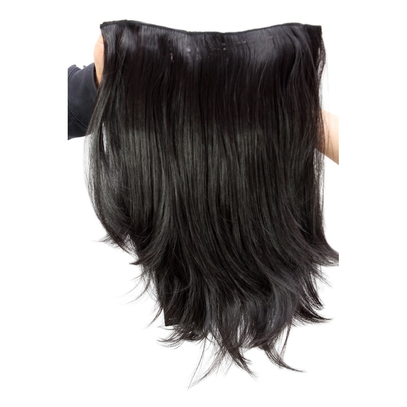 Hairpiece Halfwig half wig 7 Clip Clip-In Extension straight long black H9515