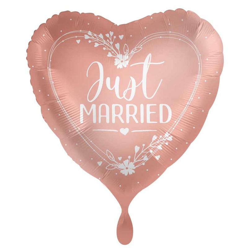 Heart foil balloon Just Married rosegold 45cm