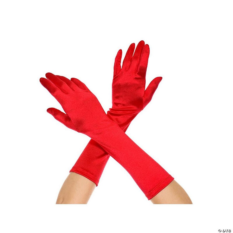 Music Legs 426-RED Elbow Length Satin Gloves – Red