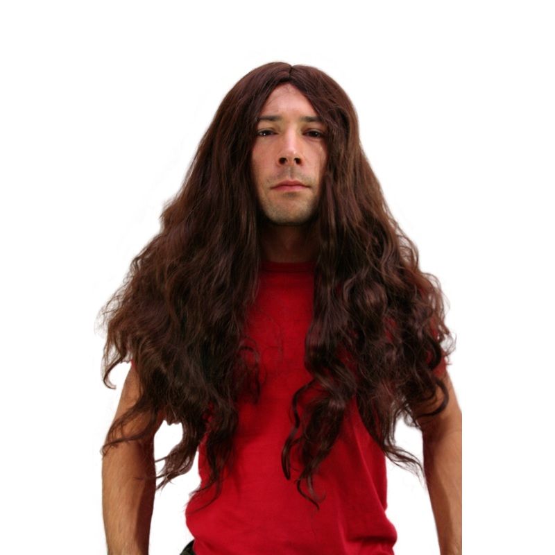 Party Wig Hippie or Metal beatnik 70’s long brown middle parting PW0188-K33