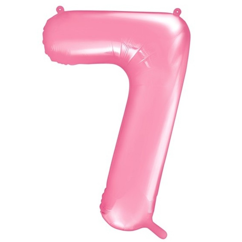 Number 7 foil balloon pink 86cm