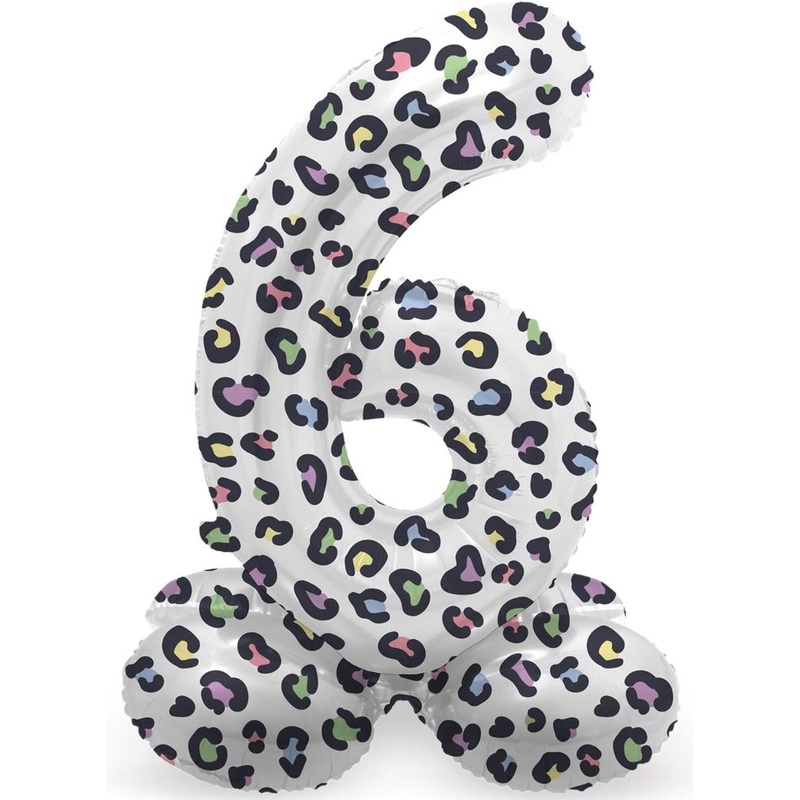 Standing Number 6 Balloon Leopard 41cm