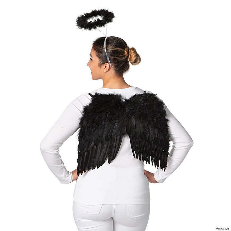 20 x 16 Black Wings with Halo Costume Accessory