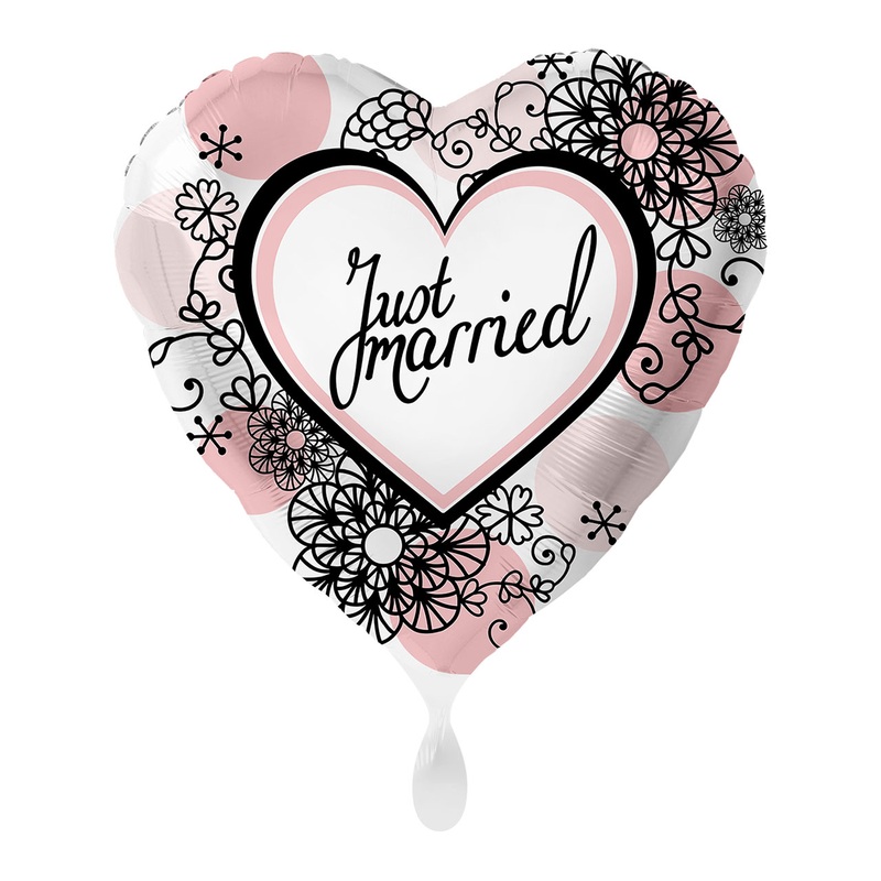 Just Married Heart Foil Balloon 43cm