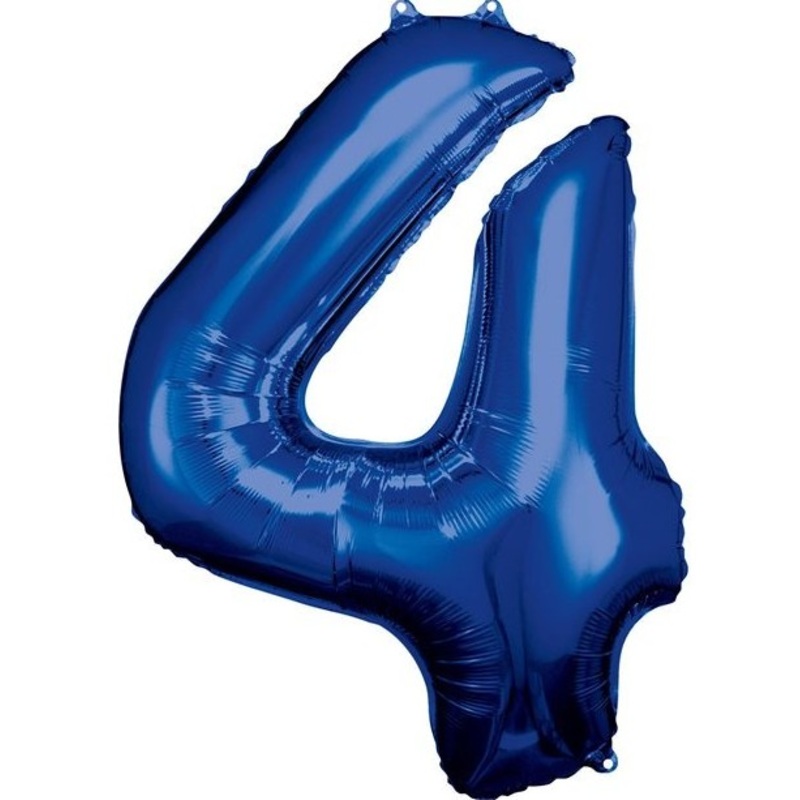 Number balloon 4 Metallic Blue 86cm