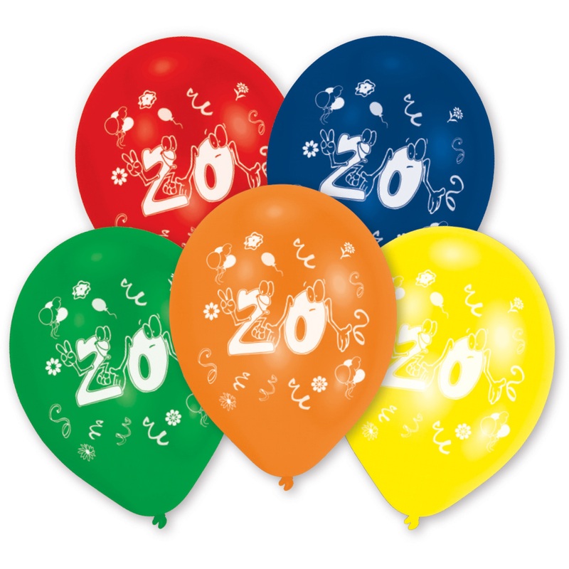 Set of 10 colorful number 20 balloons