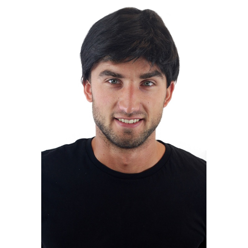 Wig Men Man short youthful casual combed to side black GFW1168