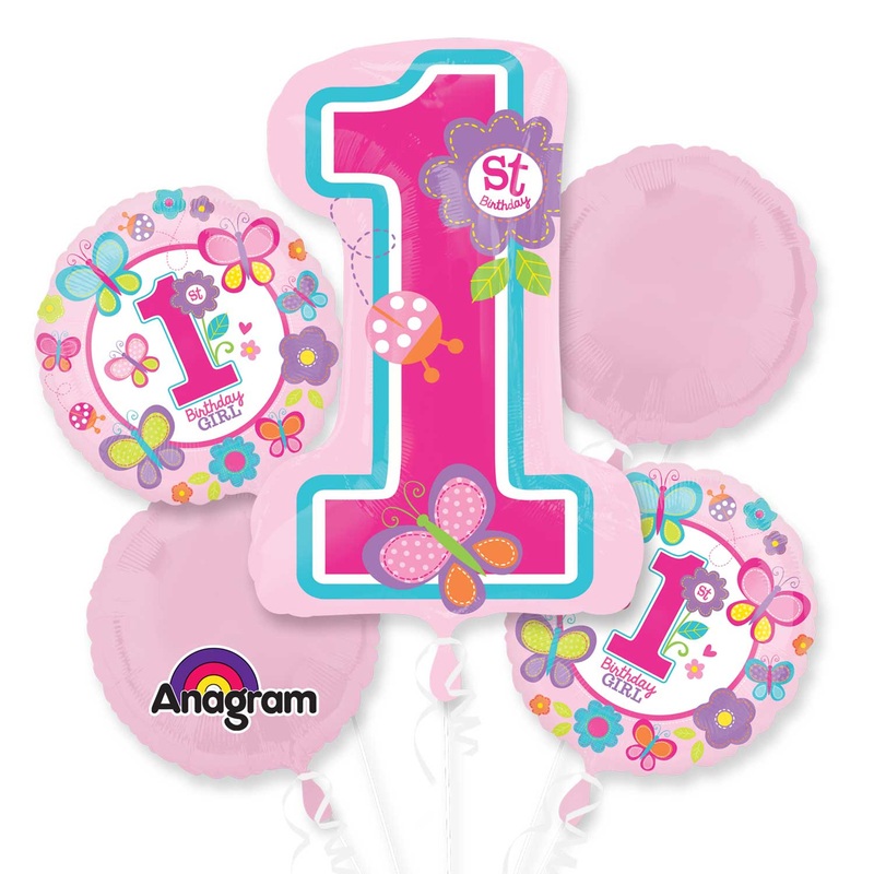 5 Foil balloon 1st Birtday Girl