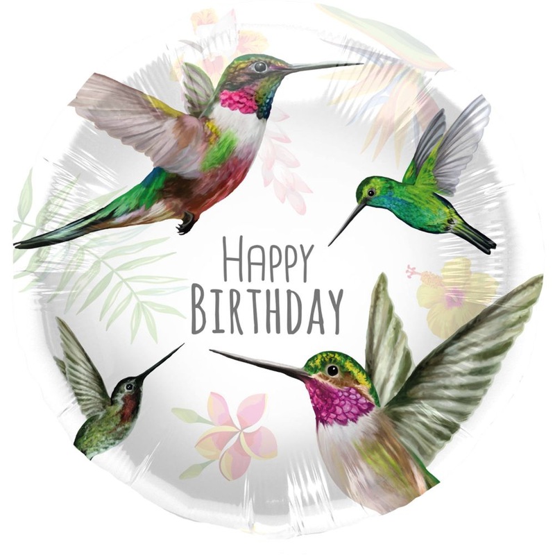 Birthday foil balloon hummingbird 45cm