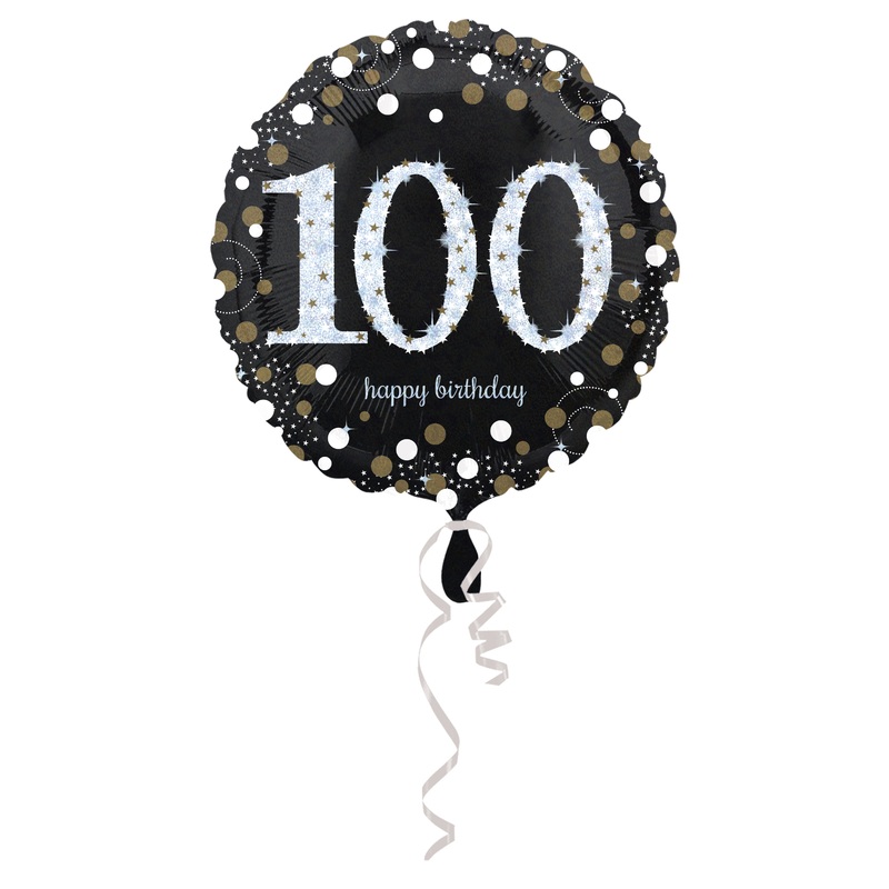 Golden 100th Birthday foil balloon 43cm