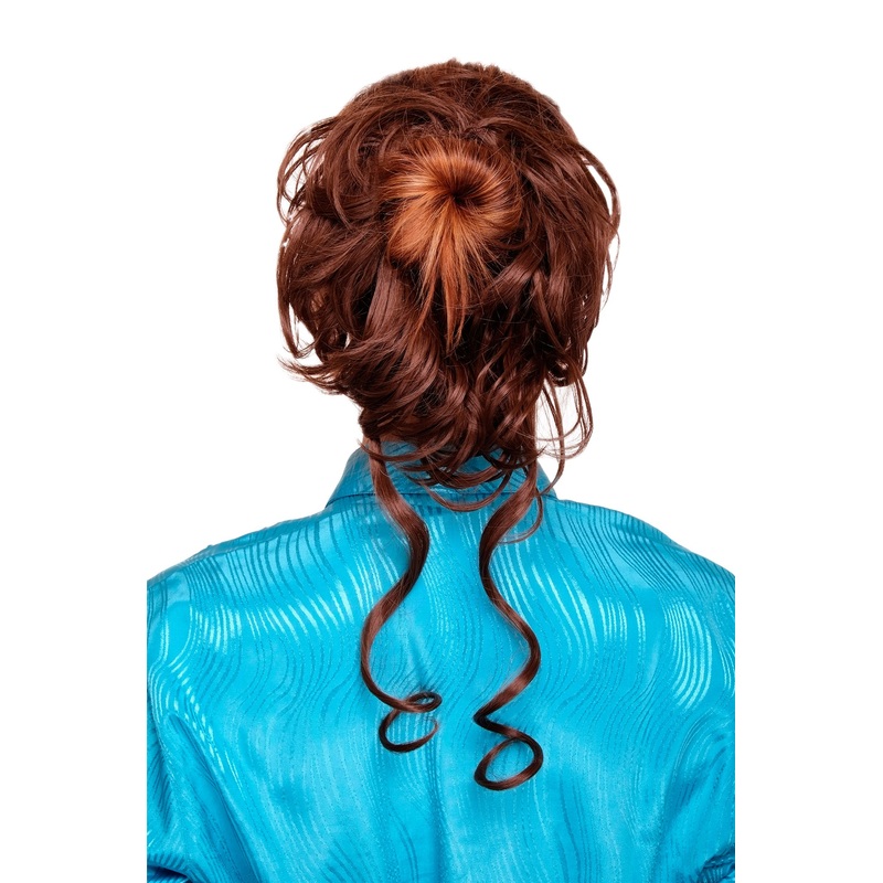 Hair Piece baroque voluminous wild curled scrunchy comb medium brown YZF-3072HT