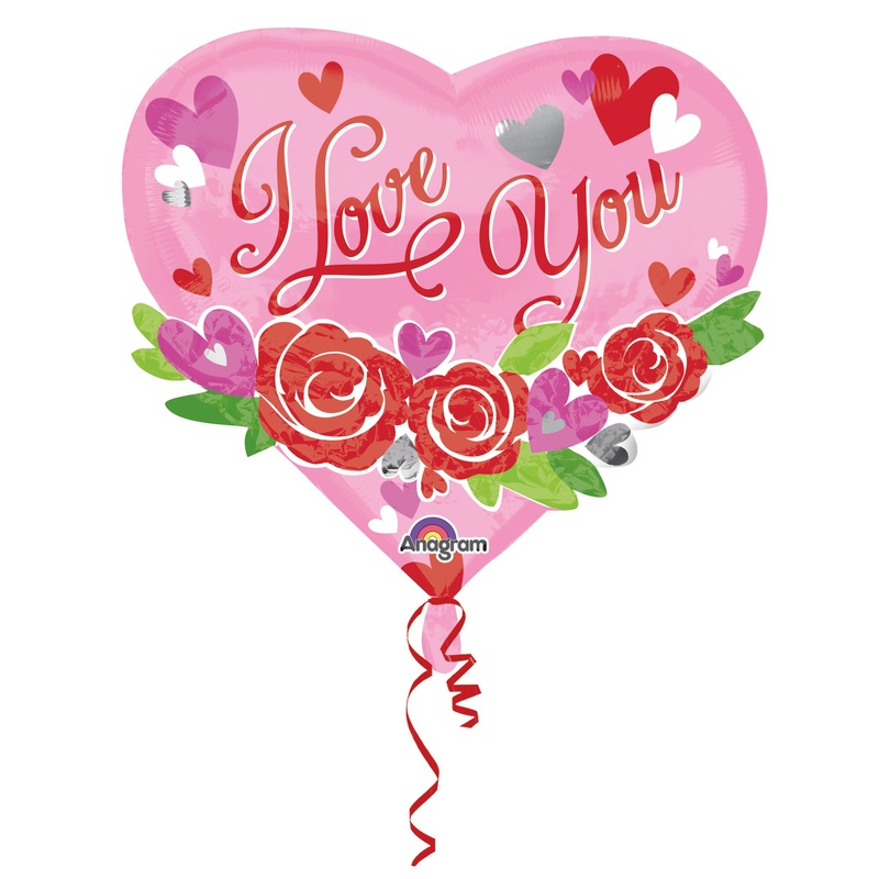 Heart balloon roses of love 55 x 50cm