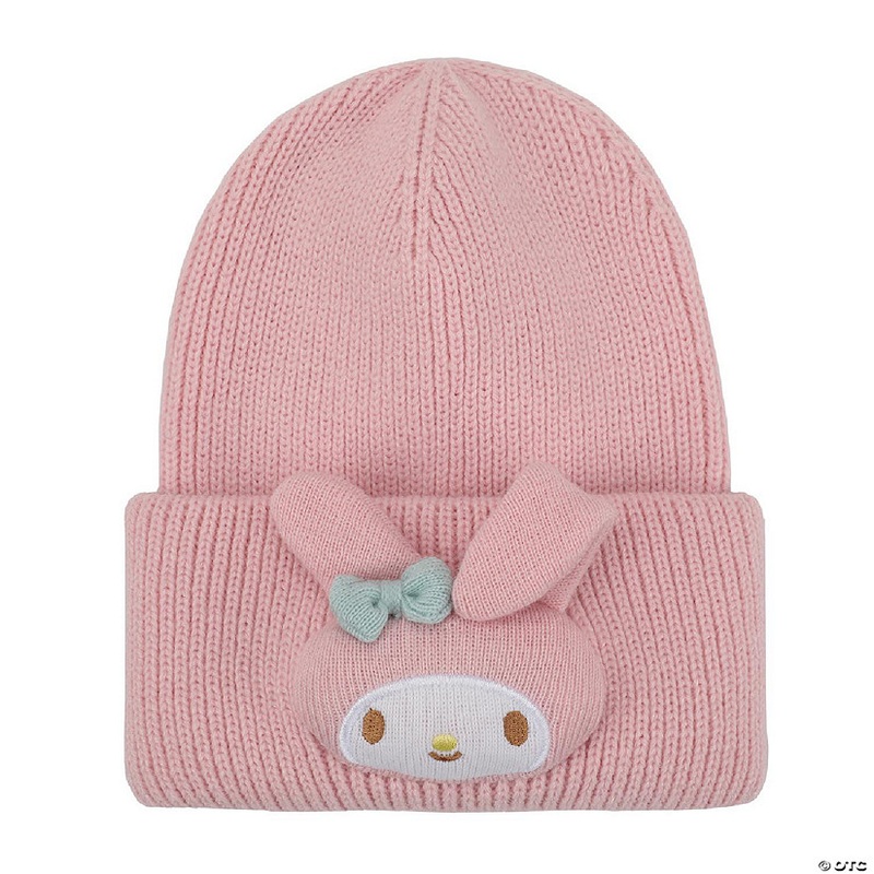 My Melody 3D Plush Character Head Pink Tall Cuff Beanie