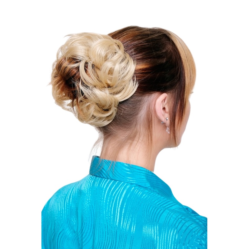Scrunchy Hair Piece hair band voluminous pretty & elegant curled light blond TC-2020-88B