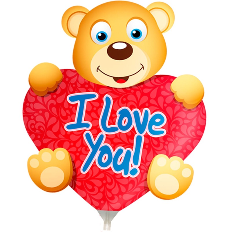 Teddy stick balloon Love you 32 x 25cm