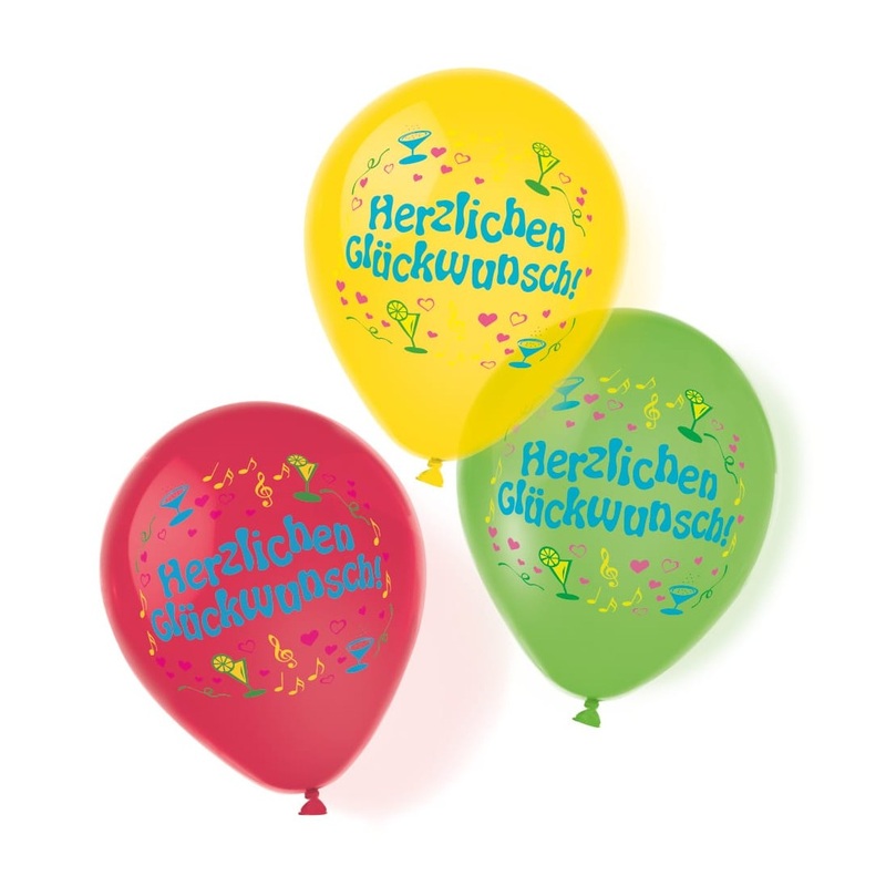 6 summer party congratulations balloons 28cm