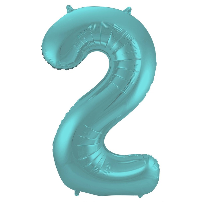 Aqua number 2 foil balloon 86cm