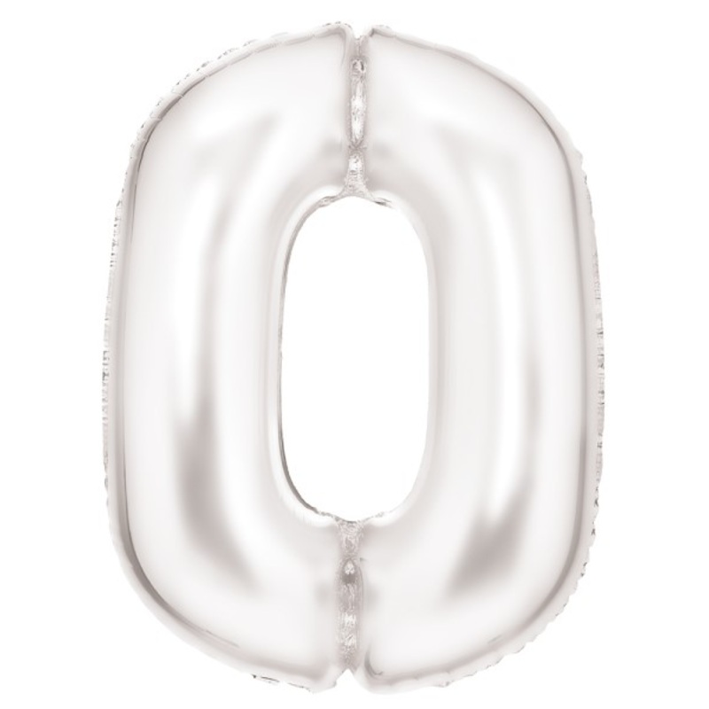Foil balloon number 0 mother of pearl white 90cm