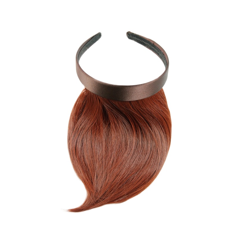 Hair Piece Clip in Bangs Fringe with hair circlet synthetic dark red HA073T