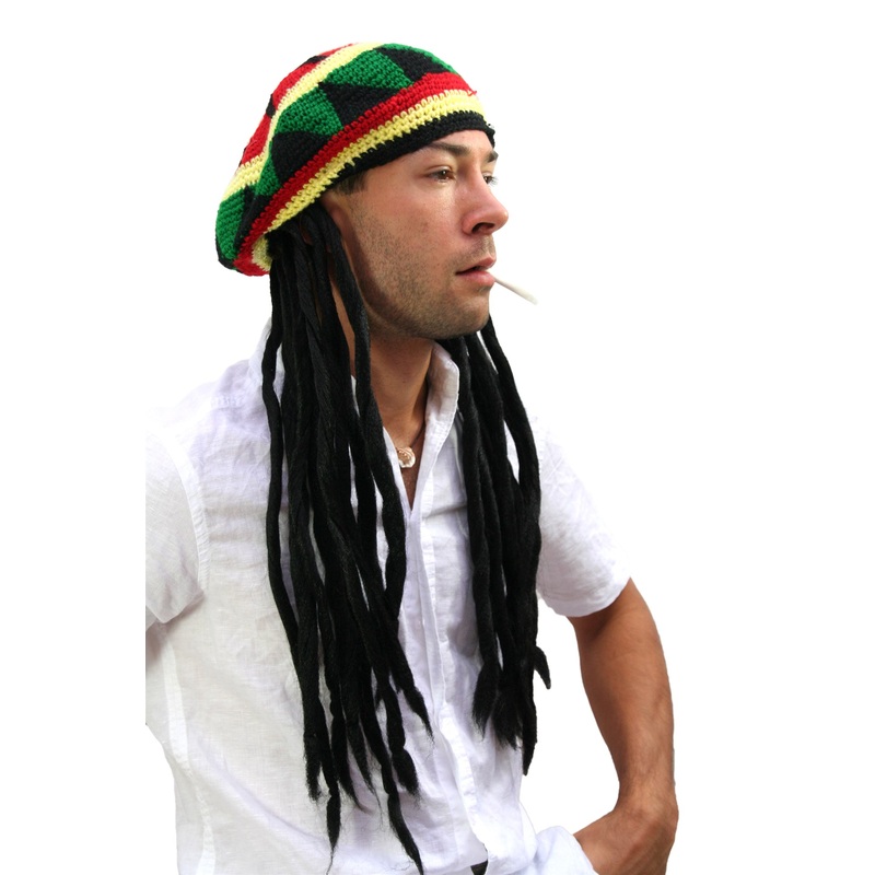 Halloween dope Hat Cap with dreadlocks rasta braids black Jamaica Reggae rasta2
