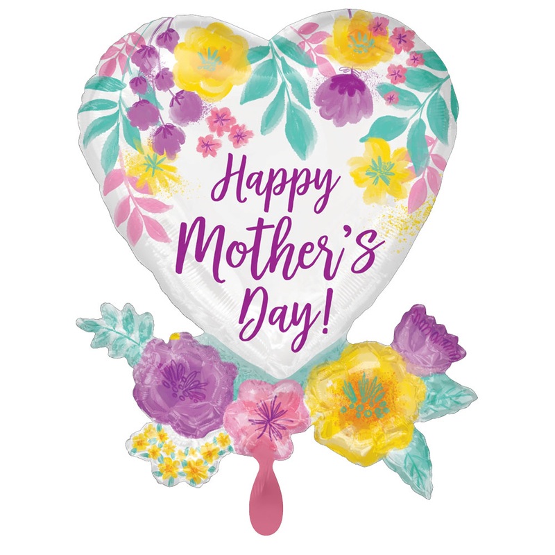 Happy Mothers Day Flower Heart Balloon 76cm