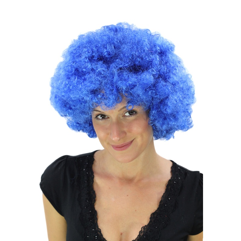 Party Halloween Soccer wig super volume blue disco afro funky huge  PW0011