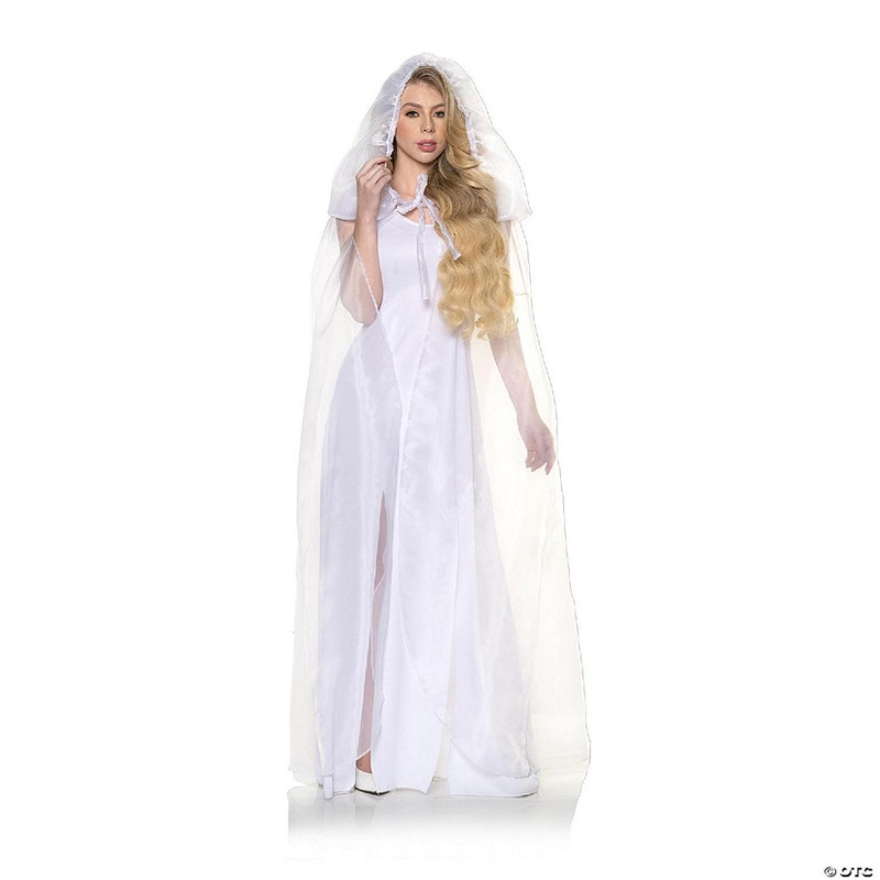 White Tulle Cape with Extended Hood Adult Costume