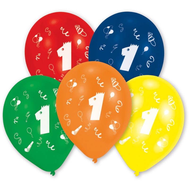 10 balloons number 1 colored 25 cm