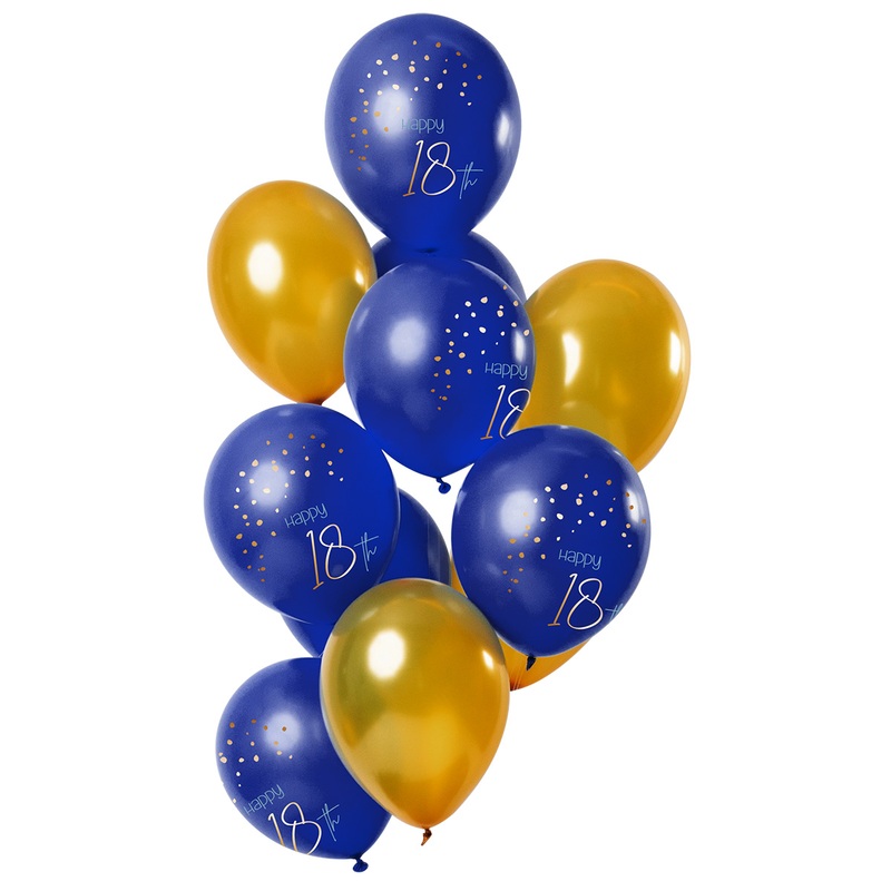 18th birthday 12 latex balloons elegant blue
