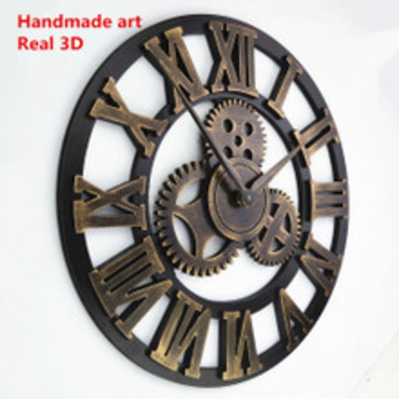 Large 3D Handmade Vintage Rustic Wall Clock – Escape Room Prop